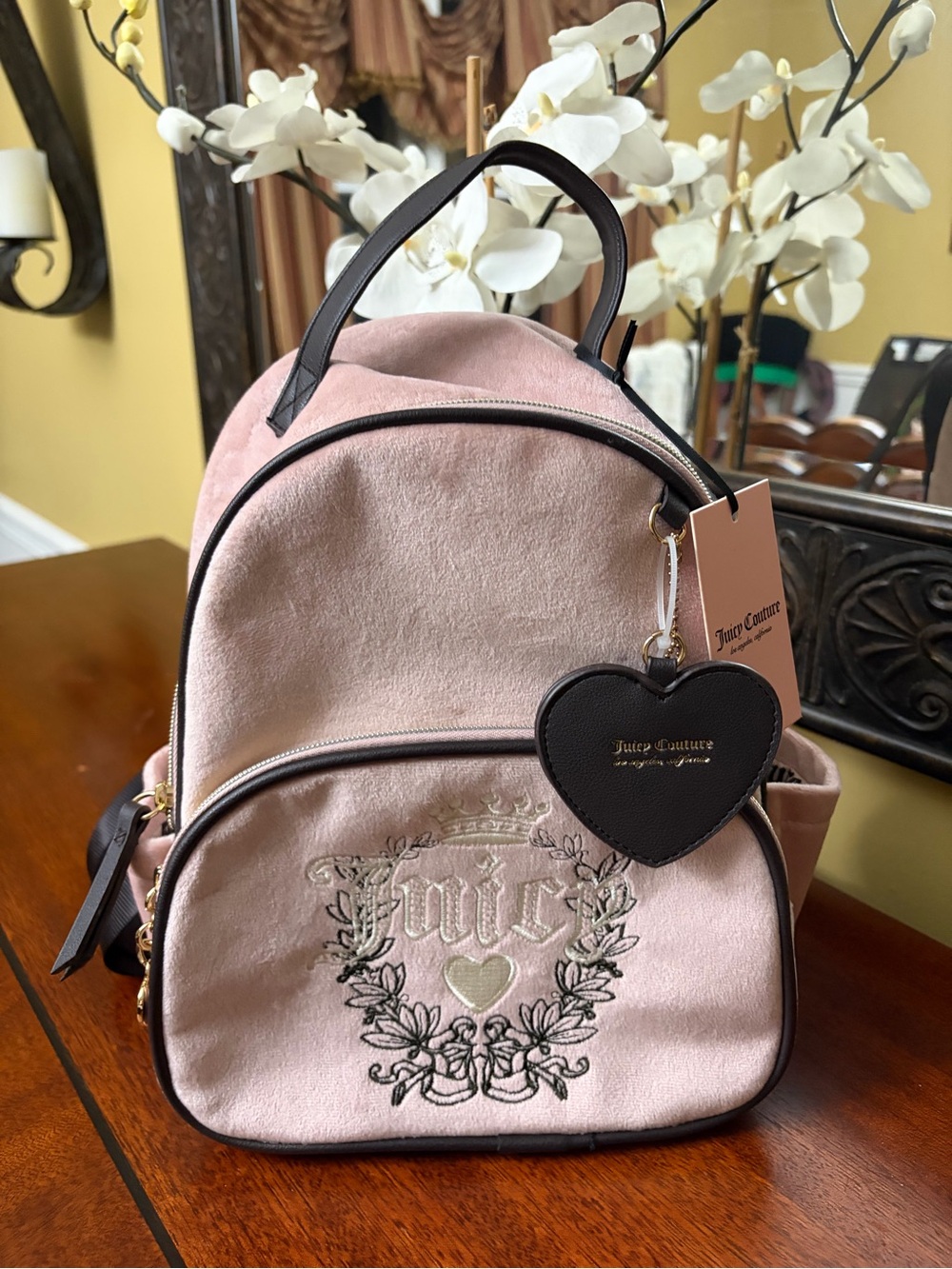 Juicy Couture Dusty Blush Chocolate Heritage Backpack Cute Soft NWT